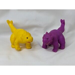 Dennys Dino Makers DInosaur Figure lot Yellow Purple Triceratops